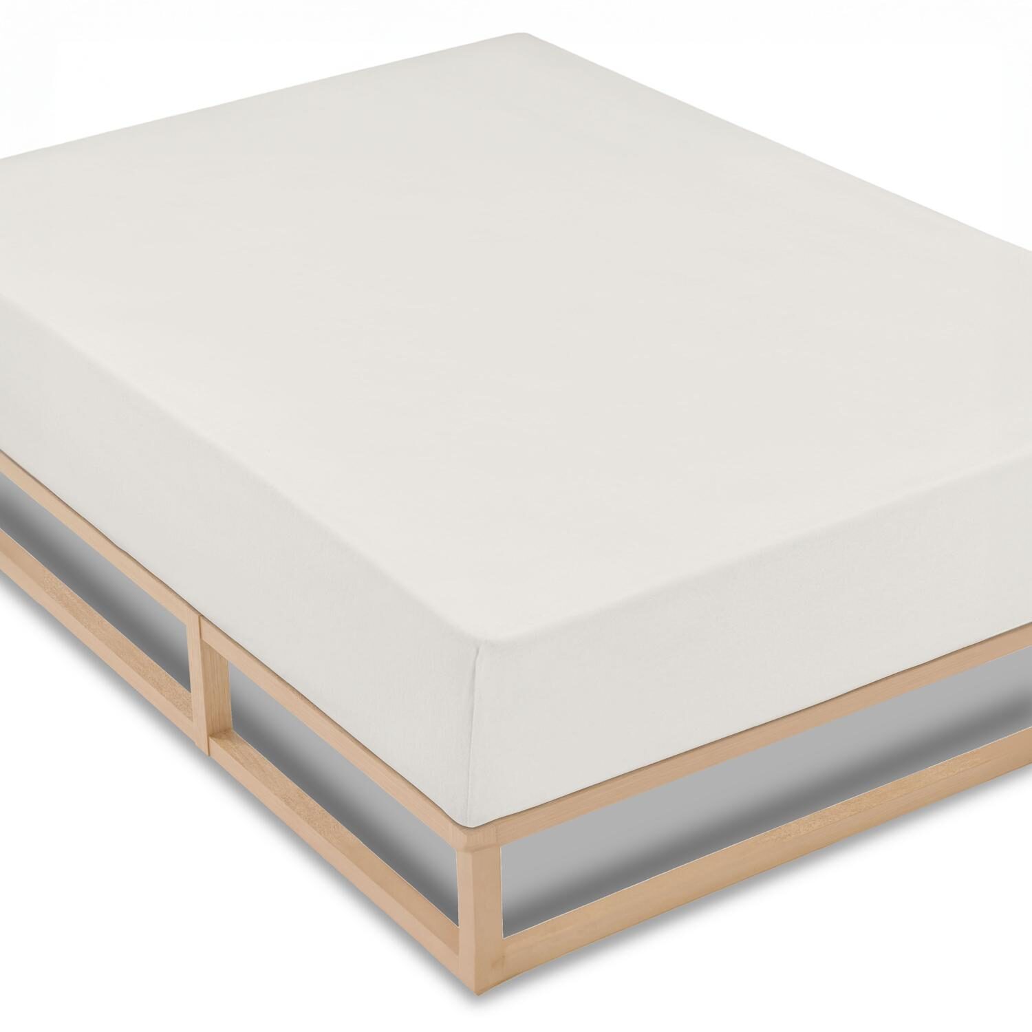 Castell Jersey Cotton Fitted Sheet, White, 140 x 190 - 150 x 200 cm