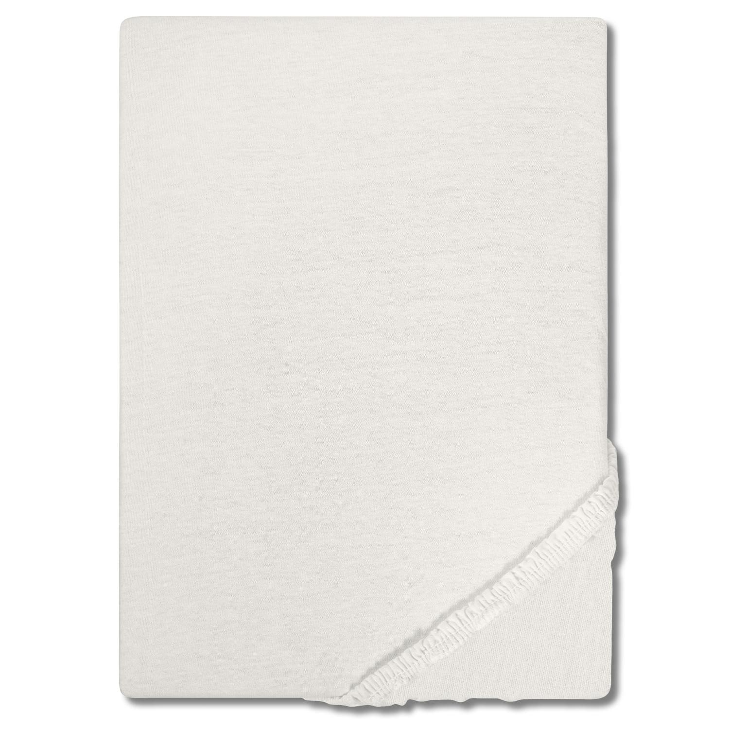 Juego de dos sábanas bajeras de algodón Castell Jersey, blancas, 90 x 190 - 100 x 200 cm