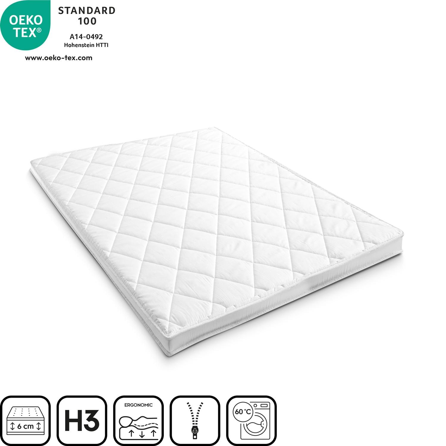 Comfort foam topper T6 120 x 200 cm, height 6 cm, firmness level H3