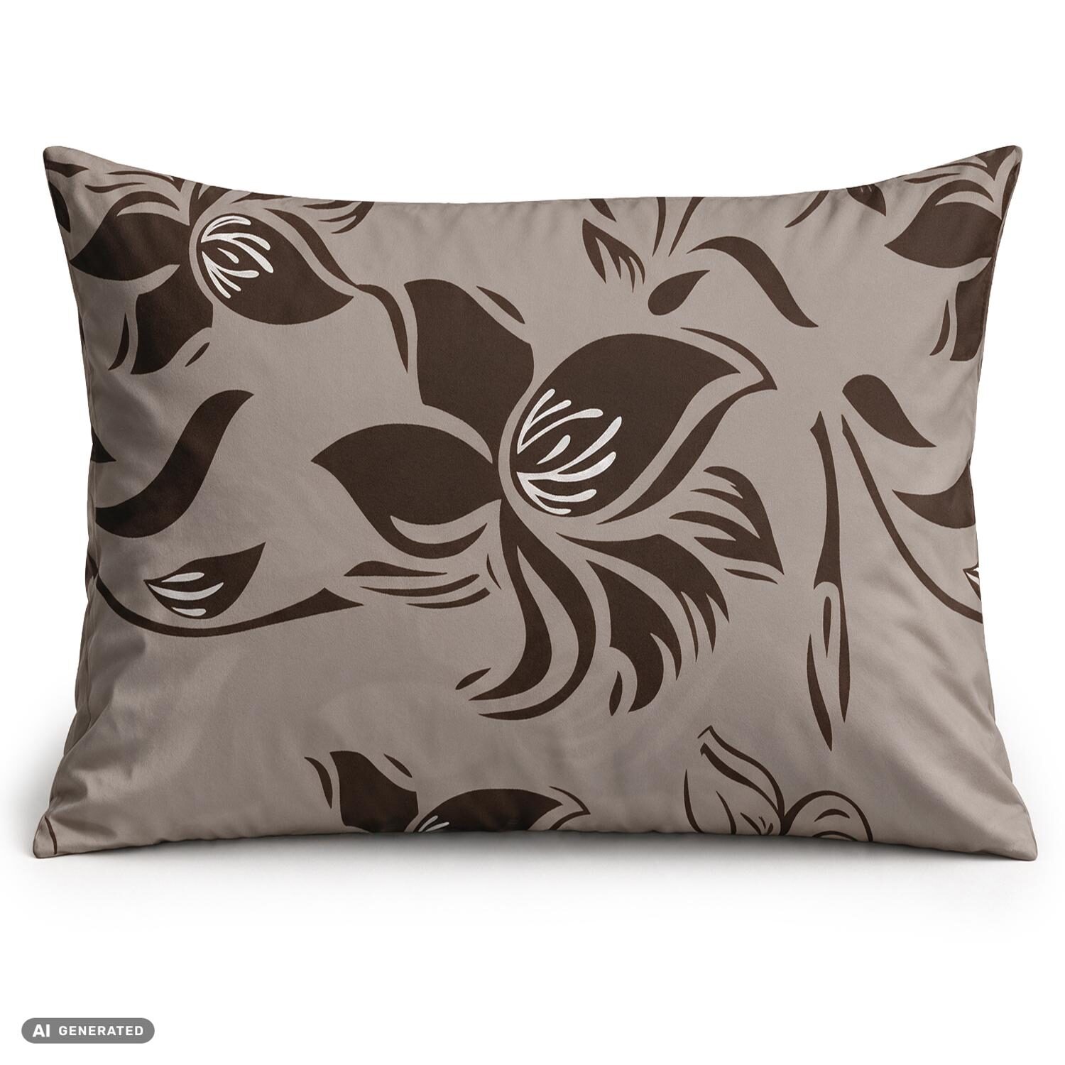Funda de almohada de algodón CloudComfort Basic, color topo/blanco, juego de 2 unidades, 70 x 90 cm