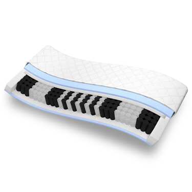 Colchón con núcleo de muelles ensacados de 7 zonas Sleezzz Smart 90 x 200 cm, altura 21 cm, nivel de firmeza H2/H3 + juego de cama de microfibra CloudComfort Basic 135 x 200 cm + 80 x 80 cm