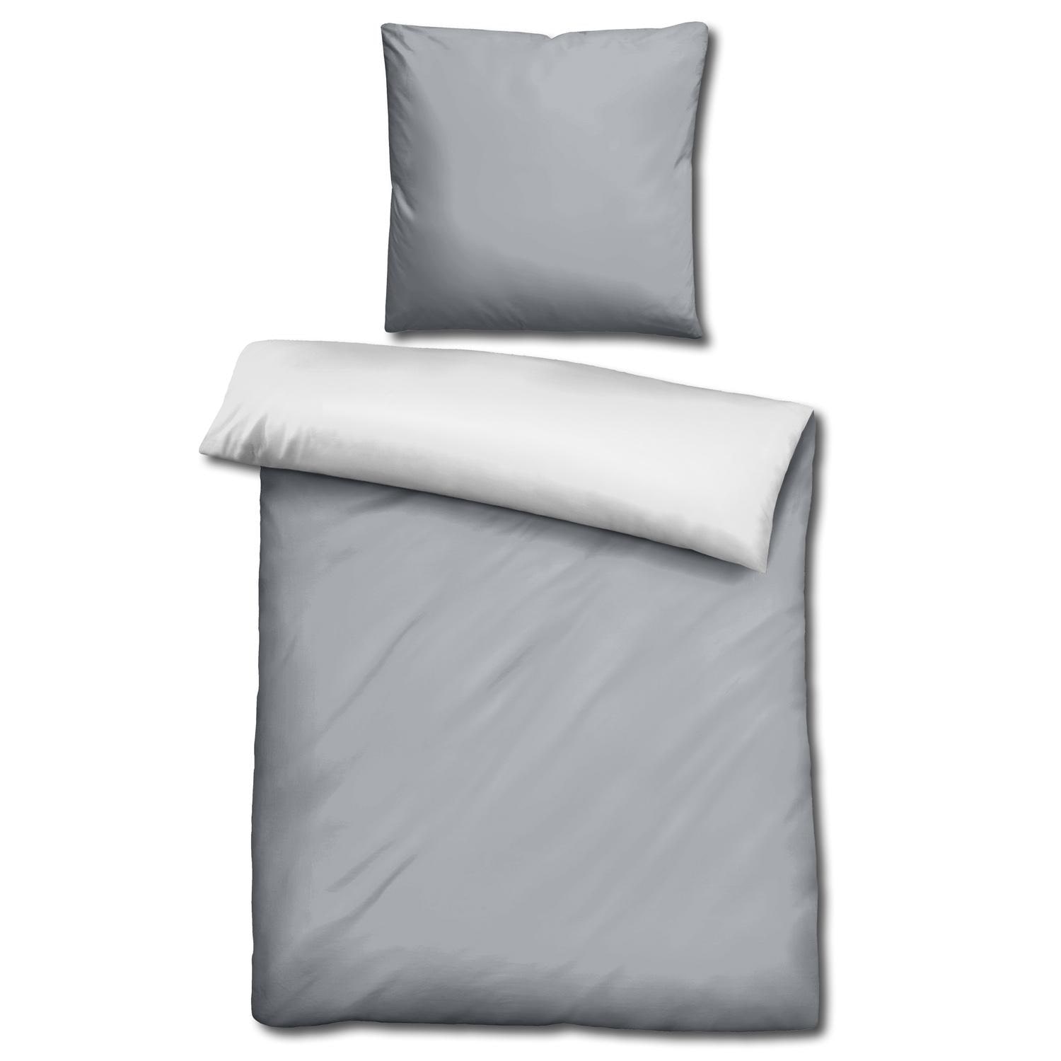Sleezzz® Renforcé reversible bed linen light gray/white 135 x 200 + 80 x 80 cm