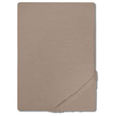Prześcieradło z gumką CloudComfort Basic z dzianiny jersey-stretch w kolorze taupe, 140 x 190 – 160 x 200 cm