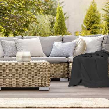 Manta piqué gofre algodón negro 130 x 180 cm