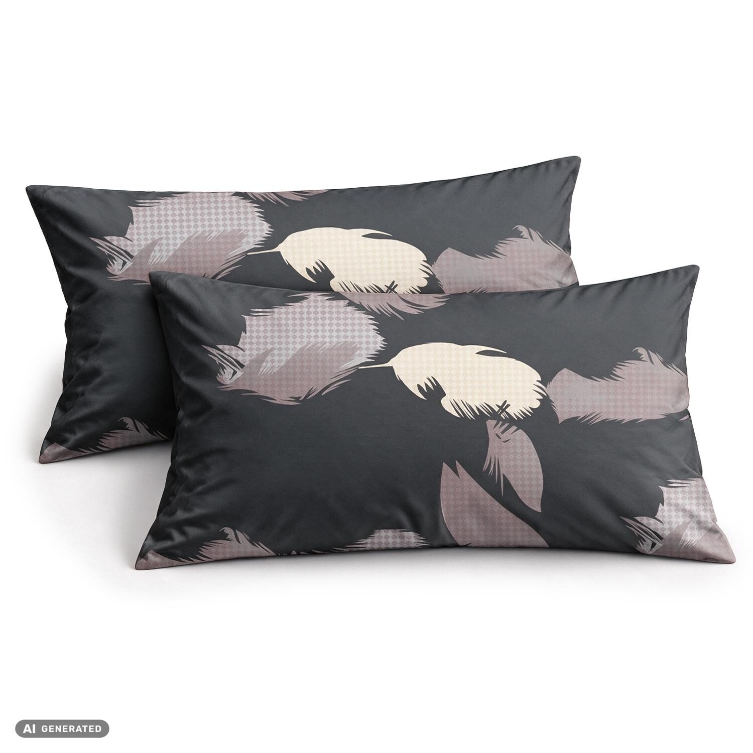 CloudComfort Basic: juego de 2 fundas de almohada de algodón, gris/lila, 40 x 80 cm