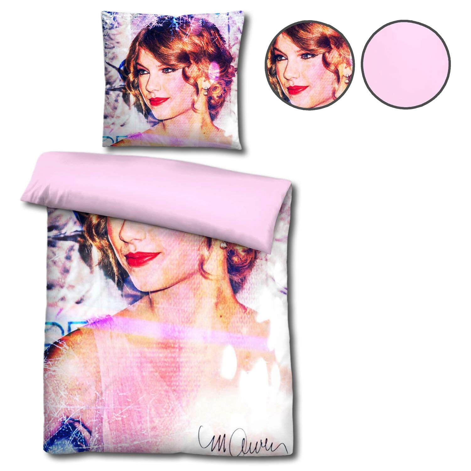 Ropa de cama reversible de microfibra Castell Taylor Swift de Sid Maurer 135 x 200 + 80 x 80 cm