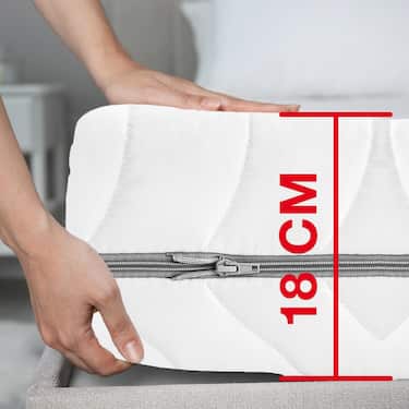 Online-retur Sleezzz Smart 120 x 200 cm, höjd 18 cm, fasthetsnivå H2/H3