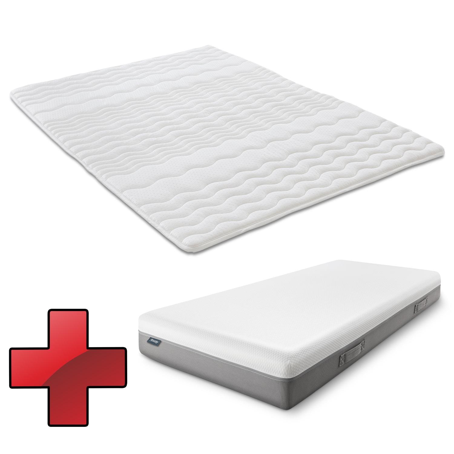 Sleezzz Premium viscoelastic mattress 90 x 200 cm, height 20 cm, firmness level H2/H3, with reversible handles + mattress topper / mattress topper 90 x 200 cm