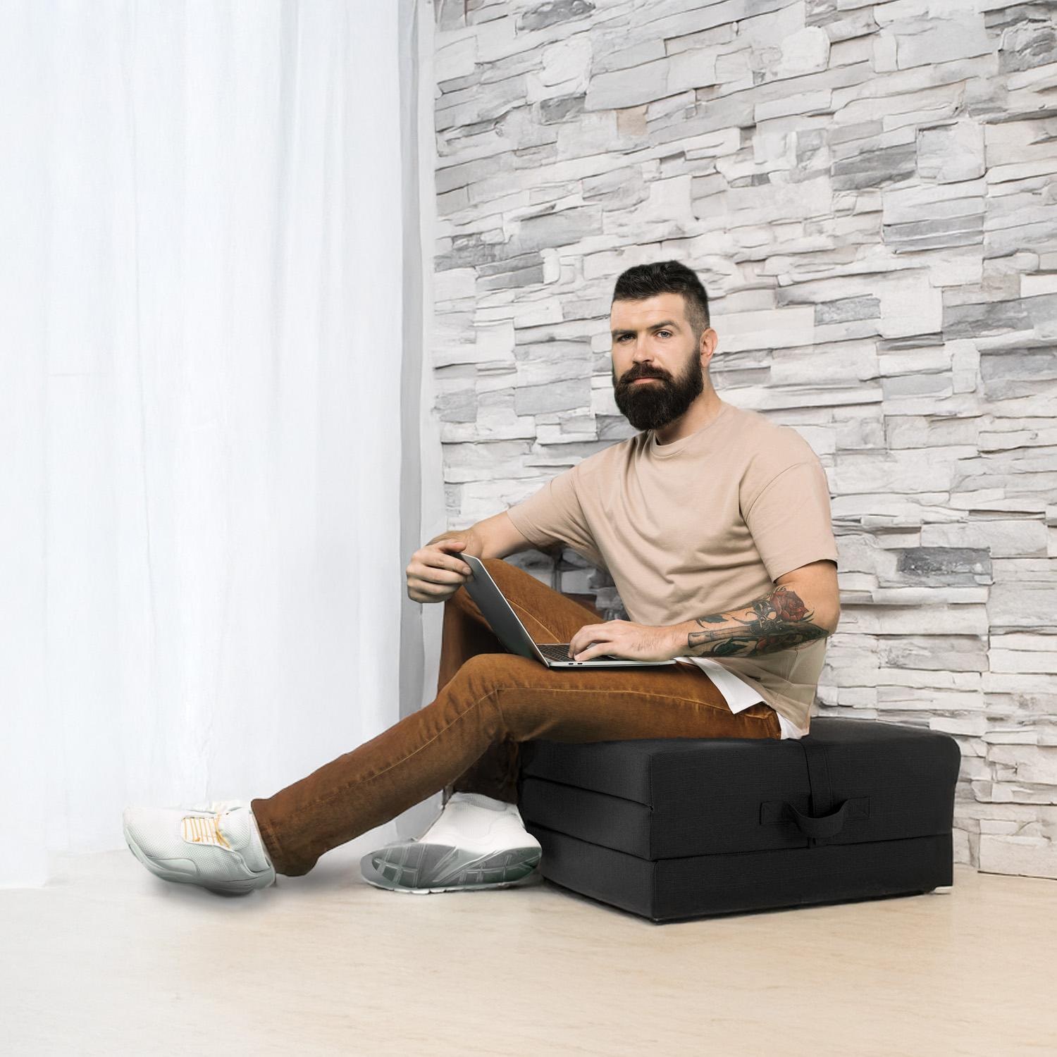 CloudComfort Premium katlanır yatak 70 x 195 cm siyah, 10 cm yüksekliğinde döşemelik kumaş kaplı