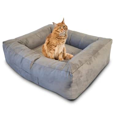 Cama ergonómica para gatos y perros Petzzz Ortho S 75 x 65 x 22 cm con cojín interior extraíble con cara de verano e invierno