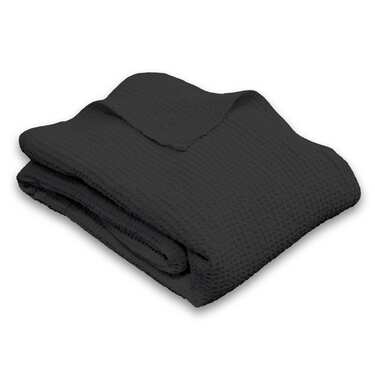 Manta piqué gofre algodón negro 130 x 180 cm