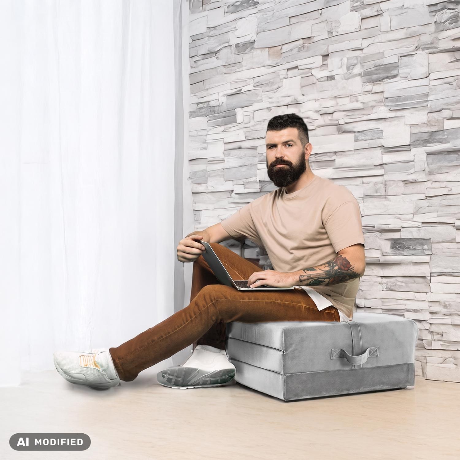 Colchón plegable CloudComfort Premium, 70 x 195 cm, color plata, 10 cm de grosor, tapizado con tela de tapicería