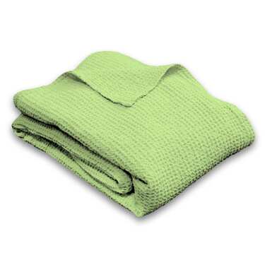 Manta de algodón piqué gofre verde claro 130 x 180 cm