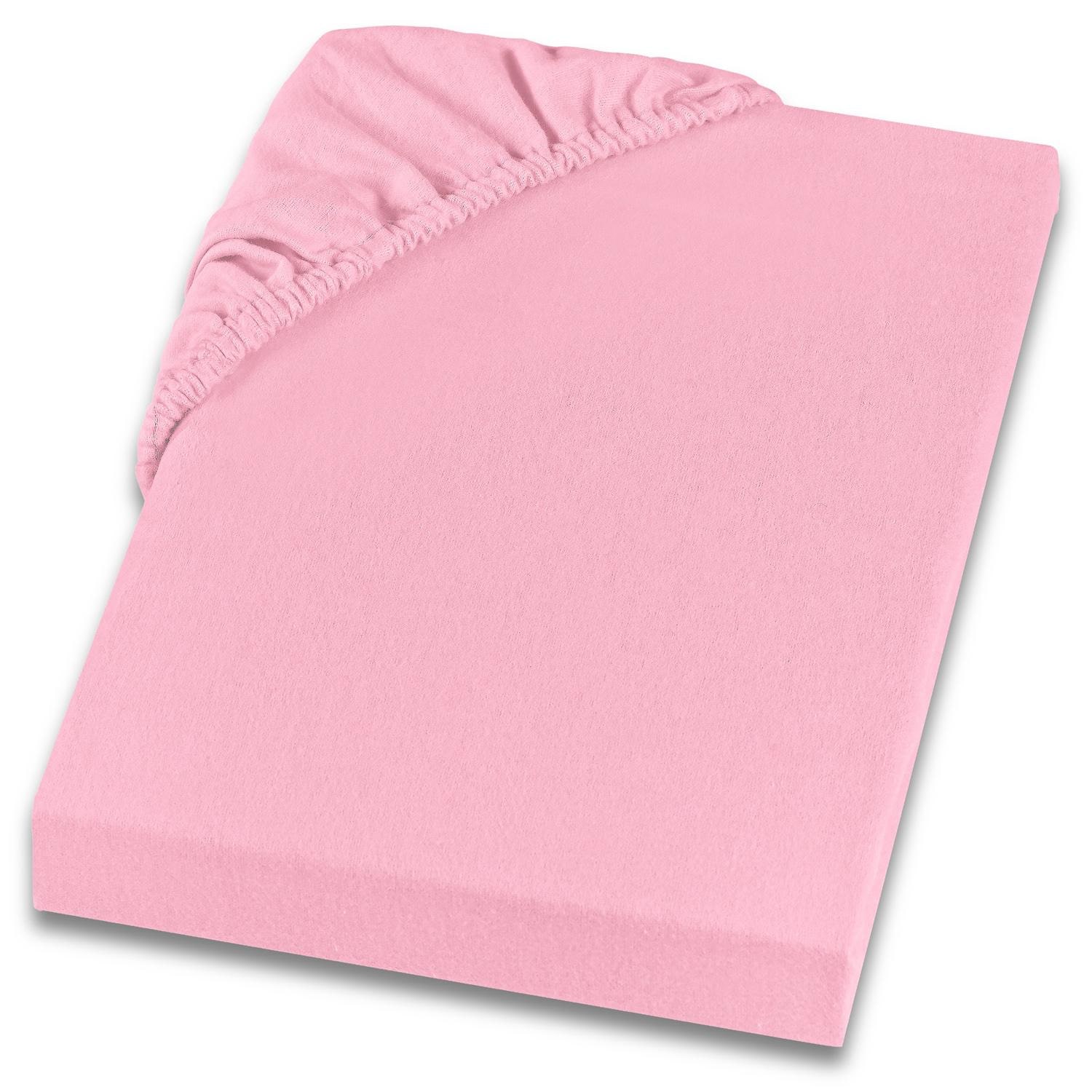 Pakiet podwójny prześcieradeł z gumką Setex Molton twill w kolorze różowym 90 x 200 cm