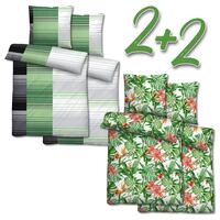 Ropa de cama de microfibra seersucker de 135 x 200 + 80 x 80 cm en paquete de 4 unidades