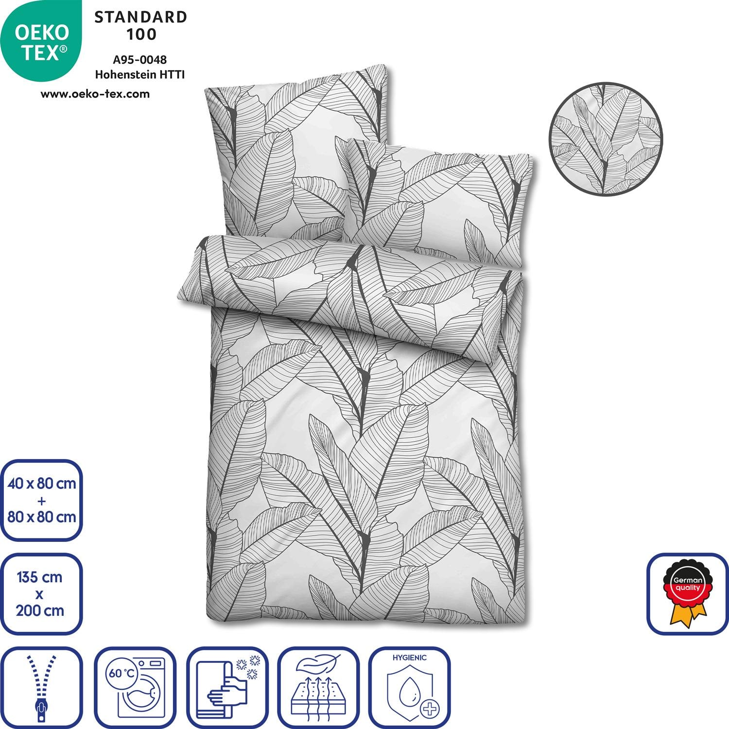 Características en iconos – Ropa de cama de microfibra seersucker 135 x 200 + 80 x 80 cm + 40 x 80 cm Juego de 3 piezas