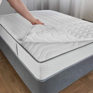 Topper de espuma de confort de 2,5 cm Sleezzz® Basic 90 x 200 cm con acolchado ondulado de 7 zonas y gomas en las esquinas