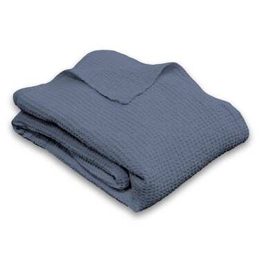 Manta piqué gofre algodón azul 150 x 200 cm