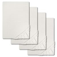 Juego de 4 sábanas bajeras de algodón «Castell Jersey», blancas, 140 x 190 - 150 x 200 cm