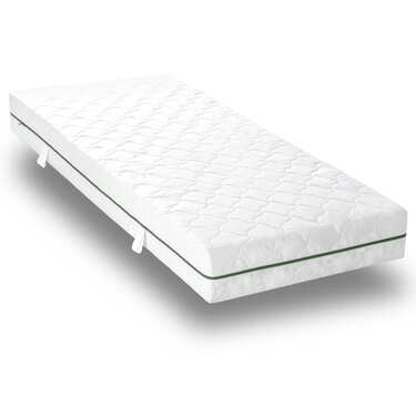 Colchón con núcleo de muelles ensacados de 7 zonas Sleezzz Smart 90 x 200 cm, altura 21 cm, nivel de firmeza H2/H3 + juego de cama de microfibra CloudComfort Basic 135 x 200 cm + 80 x 80 cm