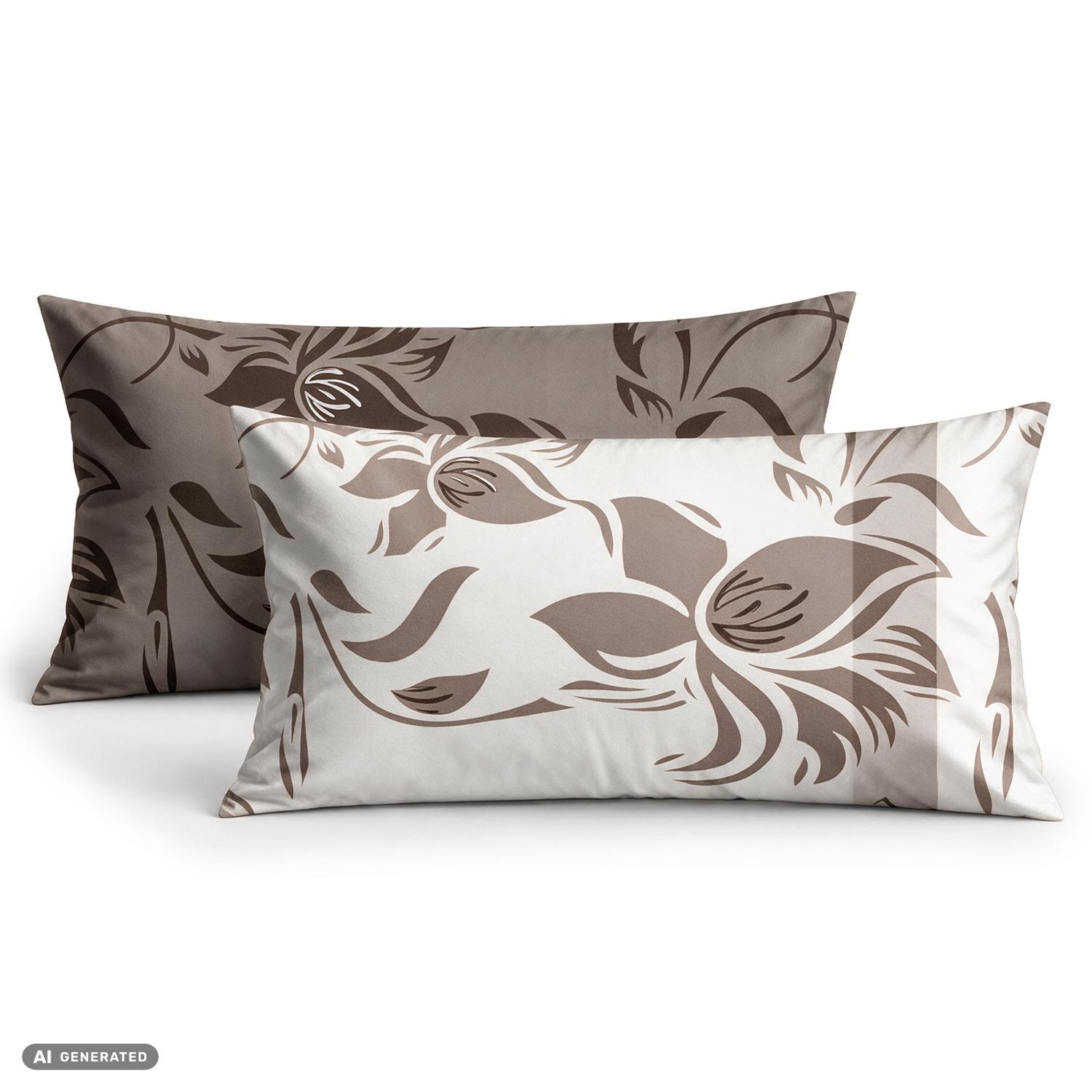 Funda de almohada de algodón CloudComfort Basic, color topo/blanco, juego de 2 unidades, 40 x 80 cm