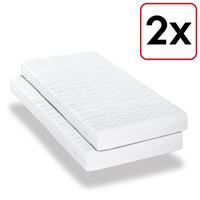 Dubbelförpackning Premium 7-zonsmadrass 80x200 cm CloudComfort, höjd 15 cm, fasthetsnivå H2/H3, tvåbäddsrum