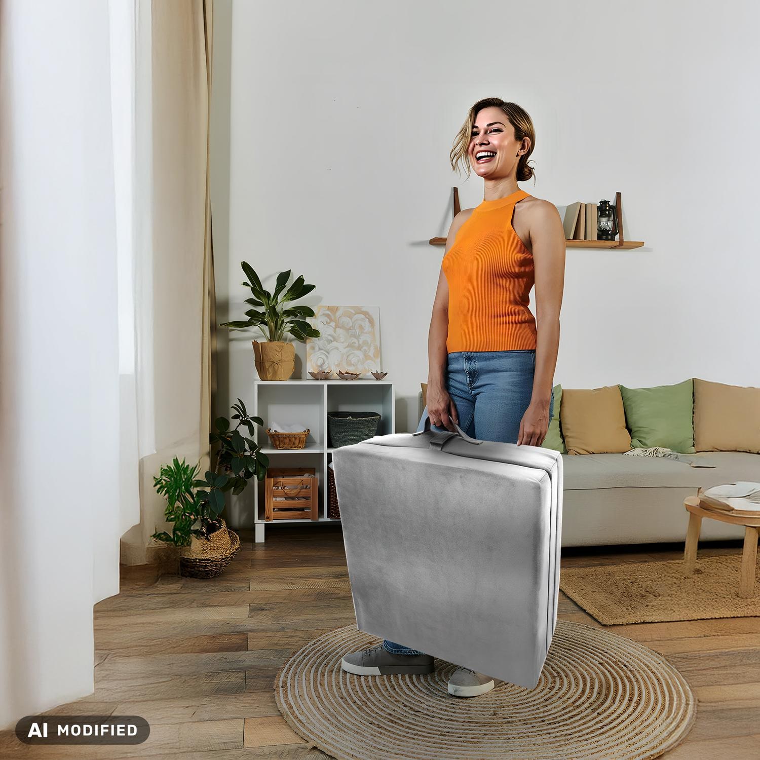 Colchón plegable CloudComfort Premium, 70 x 195 cm, color plata, 10 cm de grosor, tapizado con tela de tapicería