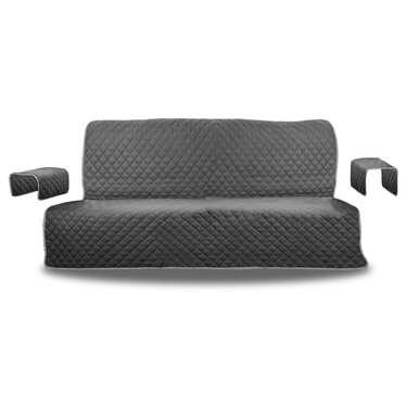 Capa para sofá de dois lugares cinzento / antracite 110 x 191 cm + 2 x 50 x 55 cm 