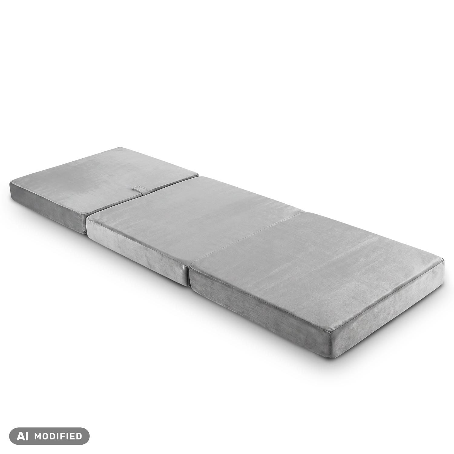 Colchón plegable CloudComfort Premium, 70 x 195 cm, color plata, 10 cm de grosor, tapizado con tela de tapicería