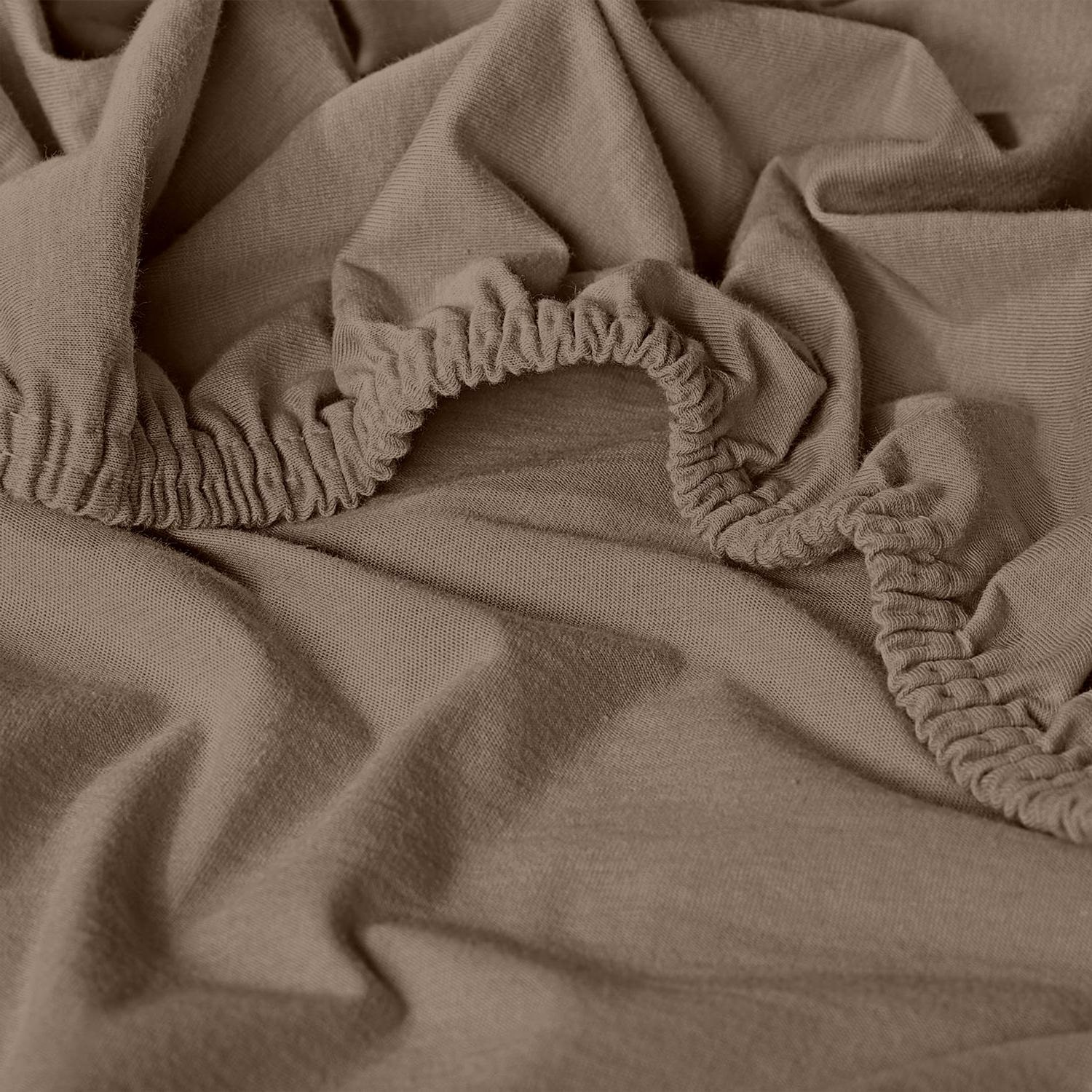 Lote de dos sábanas bajeras CloudComfort Basic de jersey elástico, color taupe, 140 x 190 - 160 x 200 cm (2 unidades)