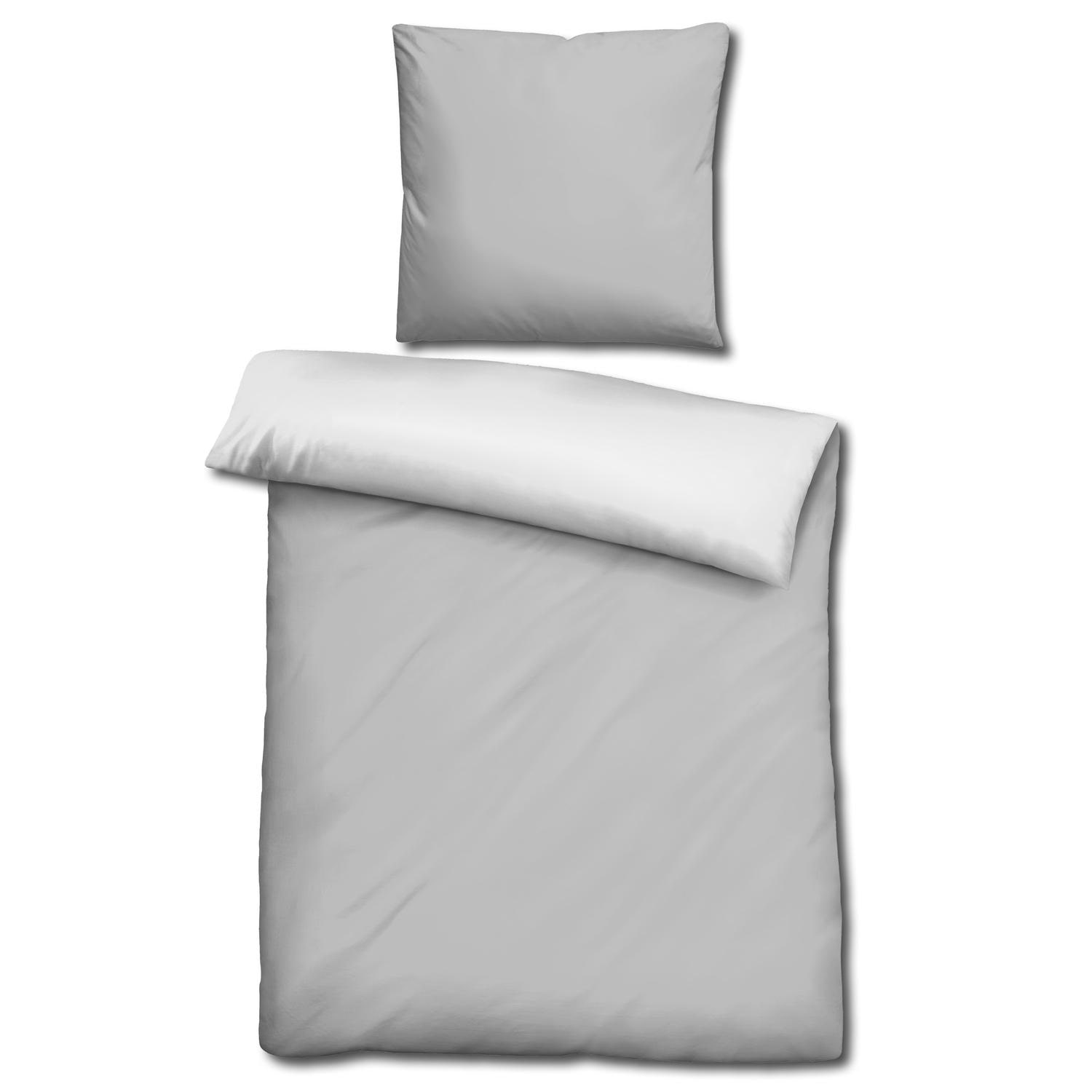 Paquete doble de ropa de cama reversible CloudComfort Basic gris claro/blanco 135 x 200 + 80 x 80 cm