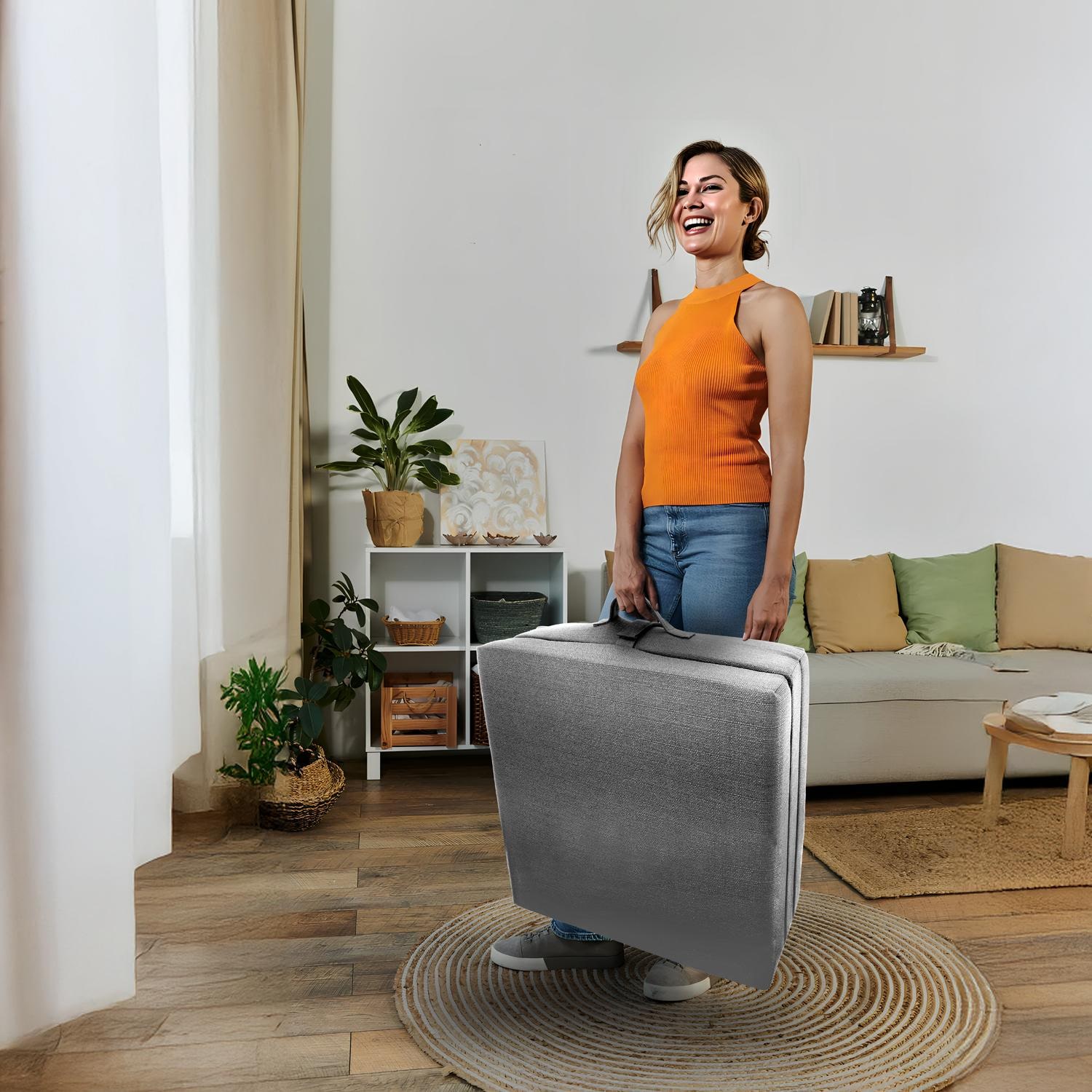 Colchón plegable CloudComfort Premium, 70 x 195 cm, color plata, 10 cm de grosor, tapizado con tela de tapicería