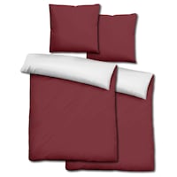 Double pack Sleezzz® Renforcé reversible bed linen dark red/white 135 x 200 + 80 x 80 cm