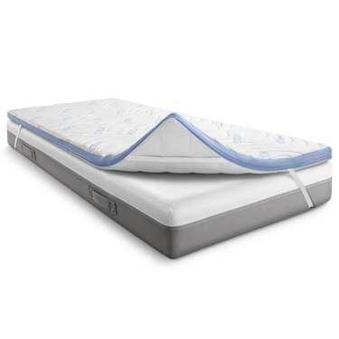 Kallskumstoppmadrass CloudComfort Cool 160 x 200 cm H2/H3, höjd 7 cm, fasthetsnivå H2/H3, 7-zons toppmadrass med sommar- och vintersida + Sleezzz® Cool kudde med kyleffekt