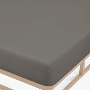 4 sábanas bajeras de algodón Castell, color gris pardo oscuro, 90 x 190 - 100 x 200 cm