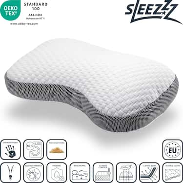 4 almohadas viscoelásticas Sleezzz Premium con contorno de mariposa, de 36 x 60 cm, con funda de doble tejido agradable al tacto