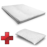 Kallskumstopp Supportho Premium-topp 120 x 200 cm H3, höjd 9 cm, hårdhetsgrad H3 med antibakteriellt överdrag CloudComfort Basic gel-flingkudde 40 x 80 cm