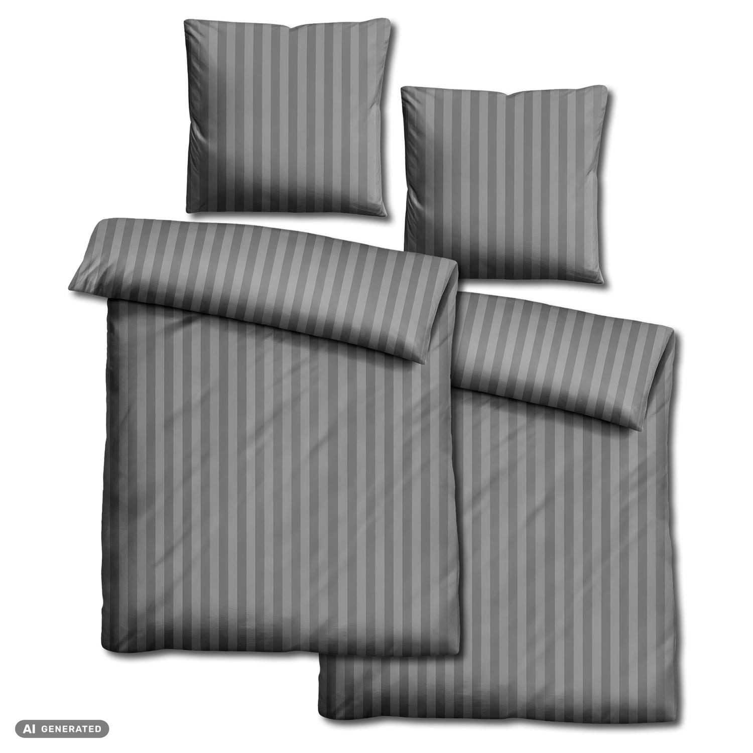 Juego de dos piezas de ropa de cama Cloud Comfort de satén de mako, color antracita, 135 x 200 cm + 80 x 80 cm