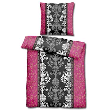 CloudComfort Basic ropa de cama de microfibra negro/rosa 135 x 200 + 80 x 80 cm