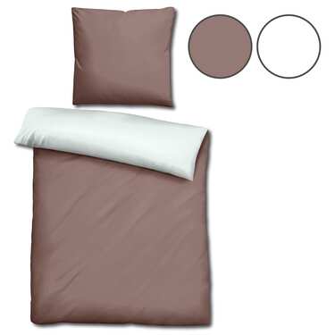 Sleezzz® Renforcé reversible bed linen light brown/white 135 x 200 + 80 x 80 cm
