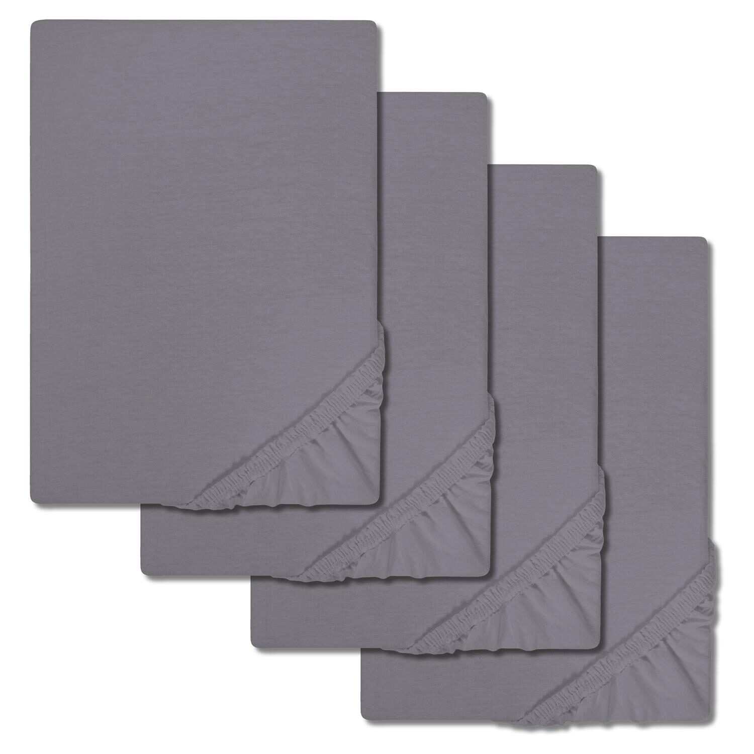 Castell sábana bajera microfibra interlock jersey gris oscuro 90 x 190 - 100 x 200 cm en paquete de 4