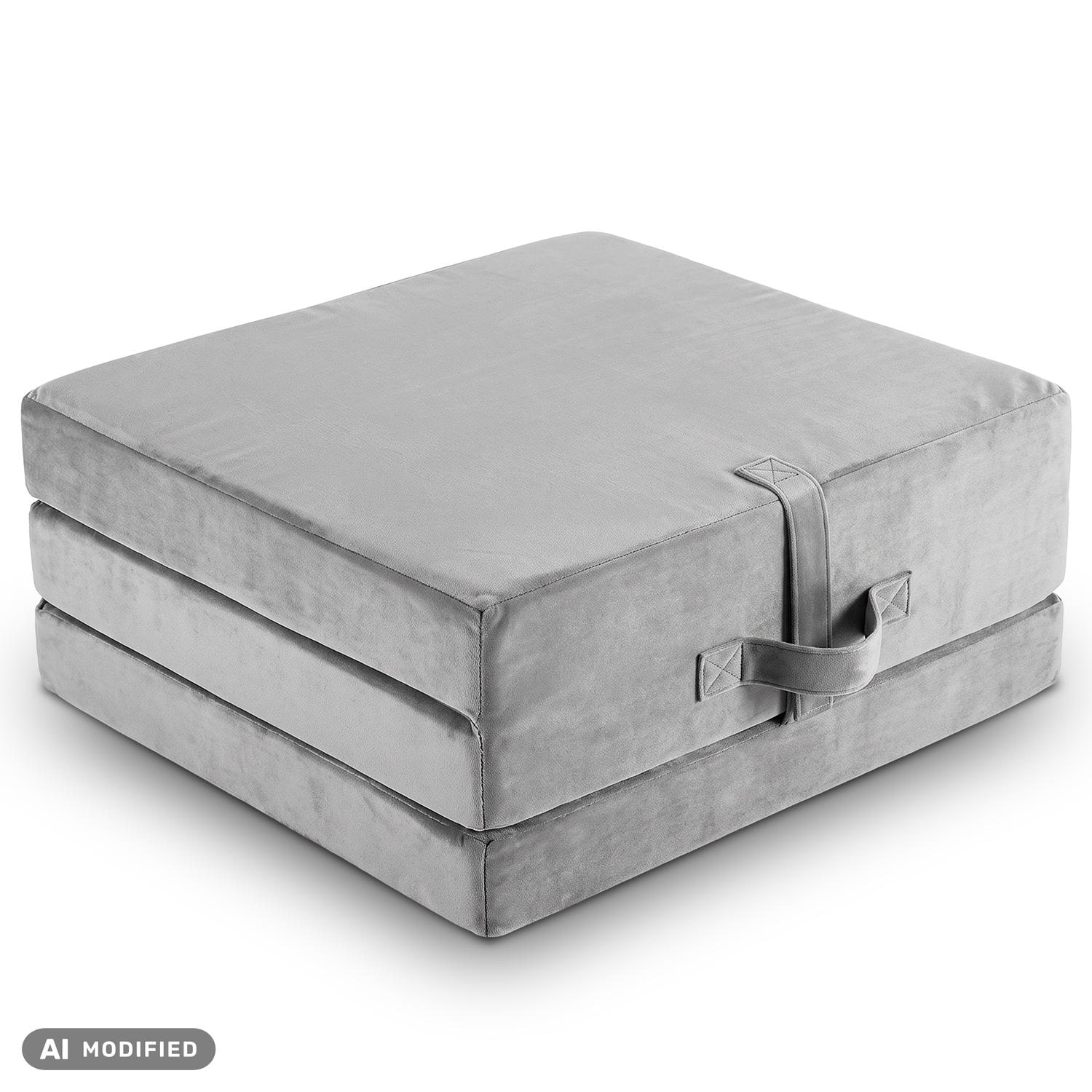 Colchón plegable CloudComfort Premium, 70 x 195 cm, color plata, 10 cm de grosor, tapizado con tela de tapicería