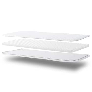 Kallskumstopp Supportho Premium-topp 120 x 200 cm H3, höjd 9 cm, hårdhetsgrad H3 med antibakteriellt överdrag CloudComfort Basic gel-flingkudde 40 x 80 cm