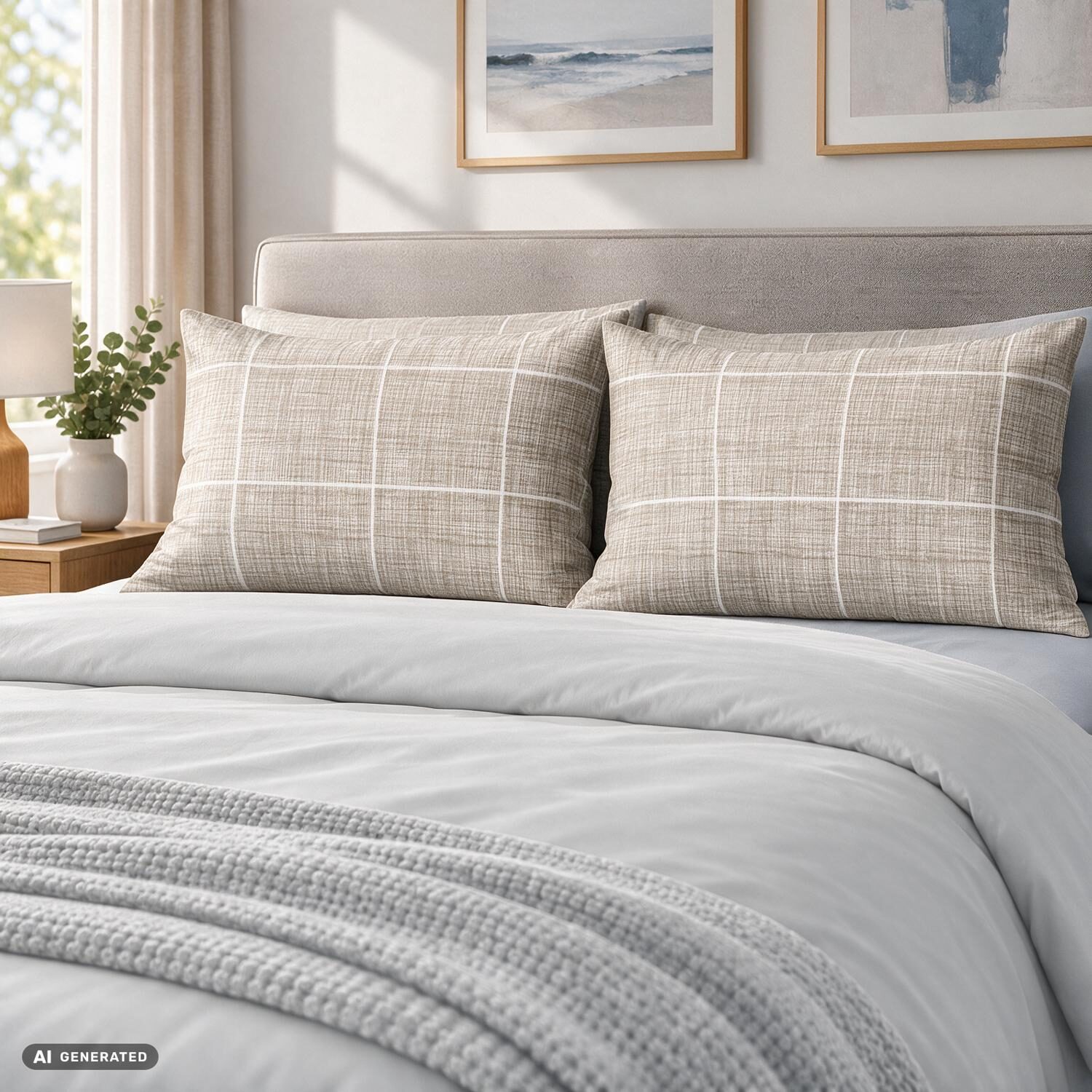 CloudComfort Basic: juego de 2 fundas de almohada de algodón, color gris piedra, 40 x 80 cm