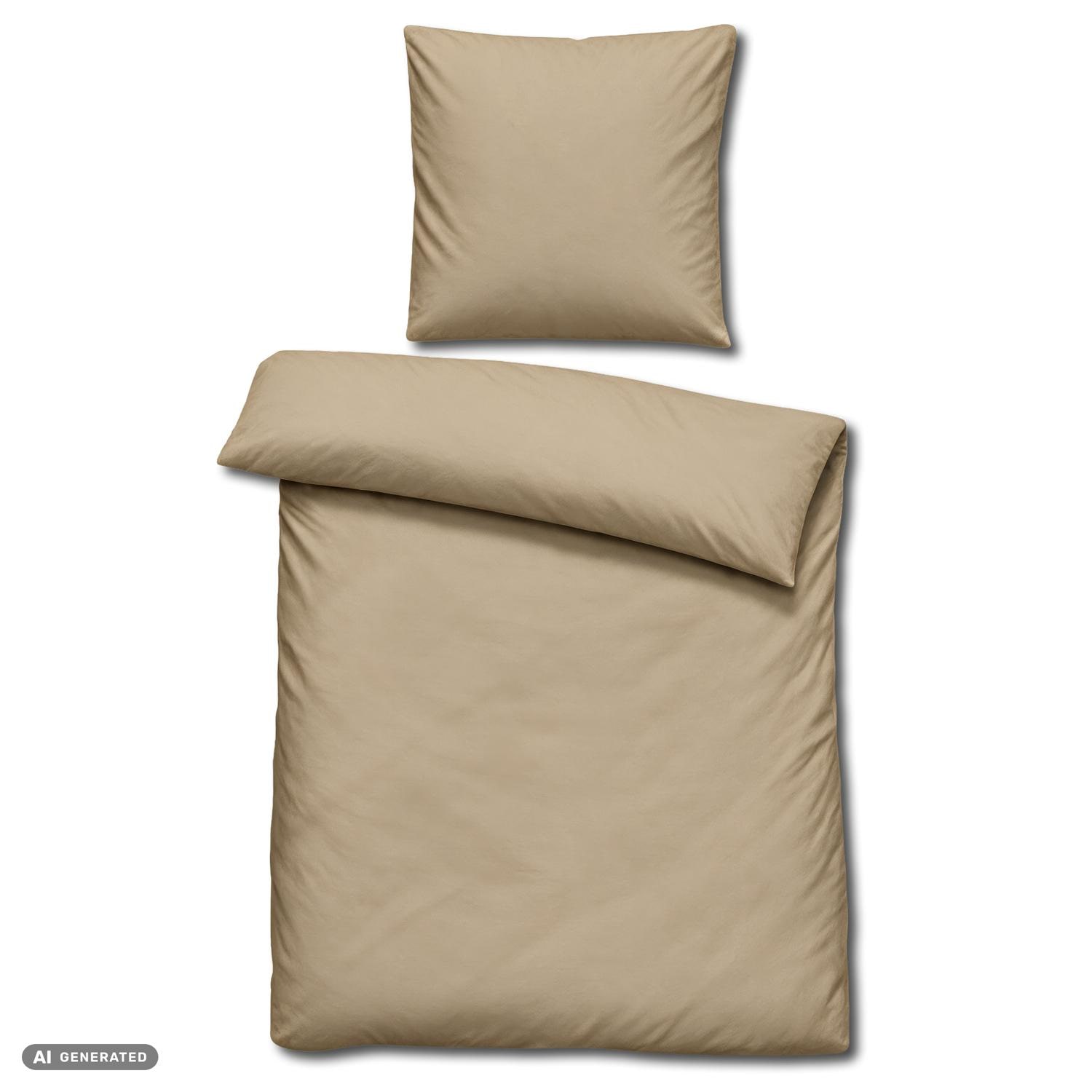Juego de cama Cloud Comfort de satén Mako, color topo, 135 x 200 cm + 80 x 80 cm