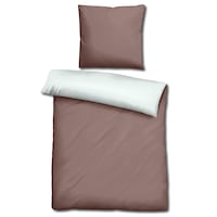 Sleezzz® Renforcé reversible bed linen light brown/white 135 x 200 + 80 x 80 cm