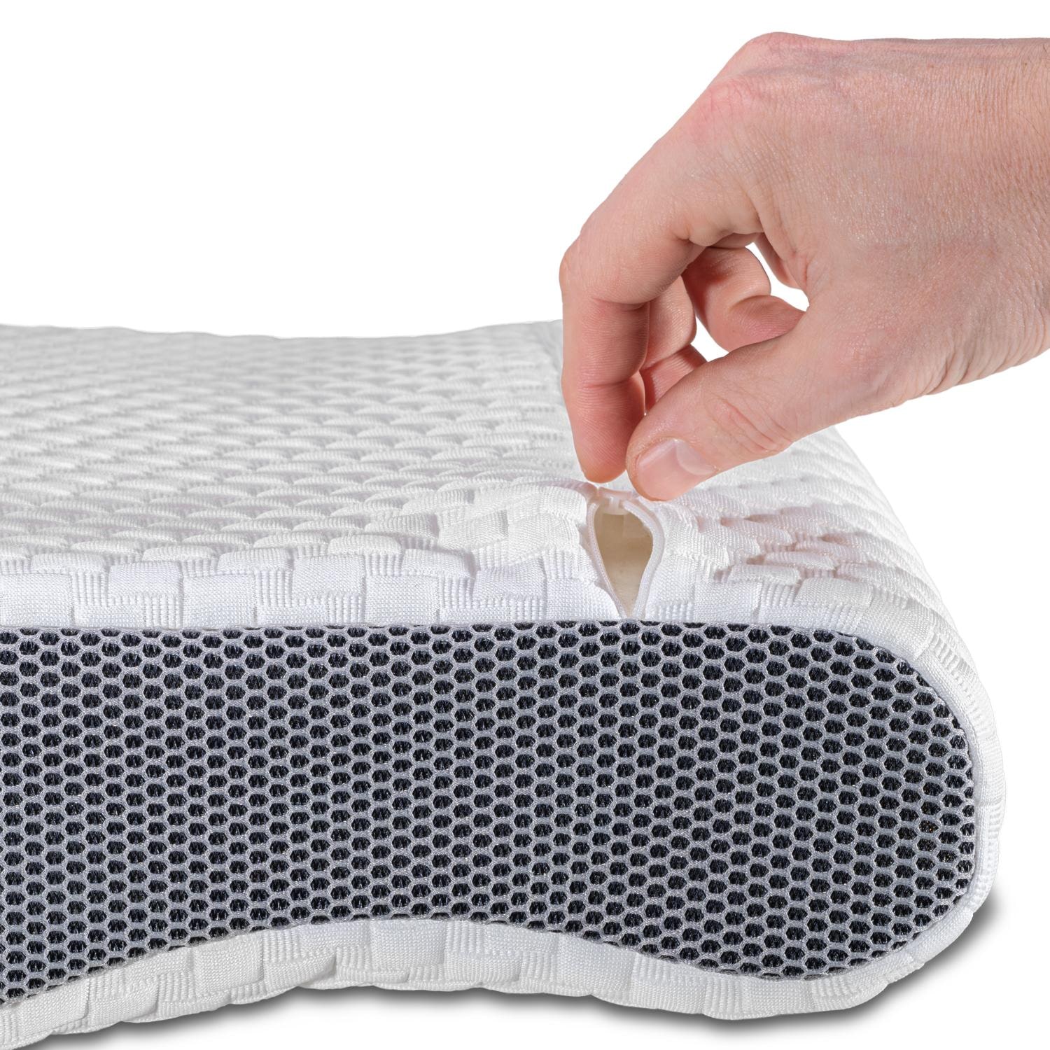 2 almohadas viscoelásticas para el cuello Sleezzz Premium, de 50 x 32 x 11 cm, con funda de doble capa agradable al tacto