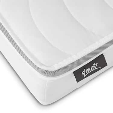 Colchón ergonómico de muelles ensacados de 7 zonas Sleezzz Diamond T1000, 180 x 200 cm, altura 23 cm, grado de firmeza H2/H3, 1000 muelles/2 m² + 2 juegos de cama de microfibra CloudComfort Basic de 135 x 200 cm + 80 x 80 cm