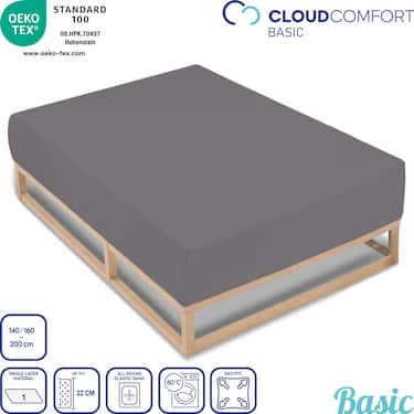 Juego de 4 sábanas bajeras CloudComfort Basic jersey stretch gris oscuro 140 x 190 - 160 x 200 cm (4 piezas)