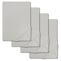 Juego de 4 sábanas bajeras de algodón Castell Jersey, color gris plateado, 90 x 190 - 100 x 200 cm